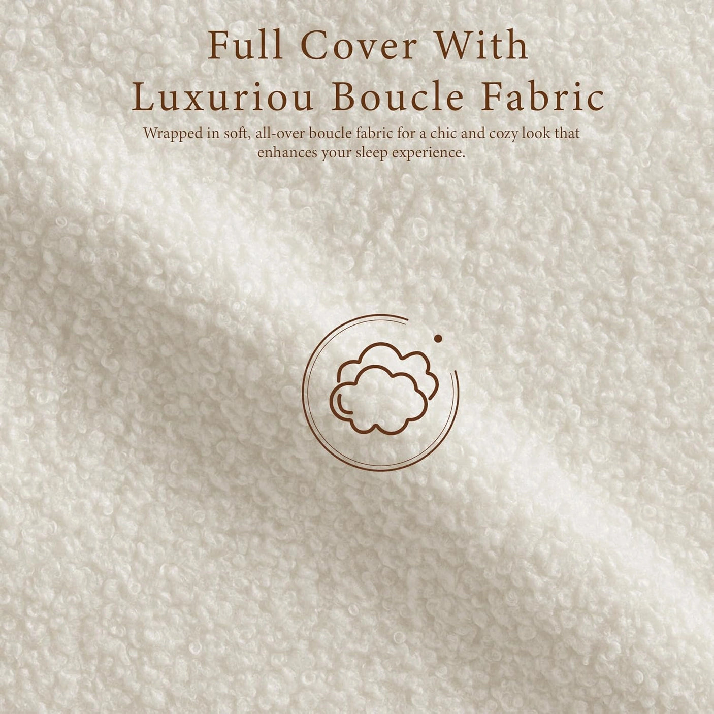 Yechen Luxe Bouclé Platform Bed Frame with Integrated Smart LED Lighting