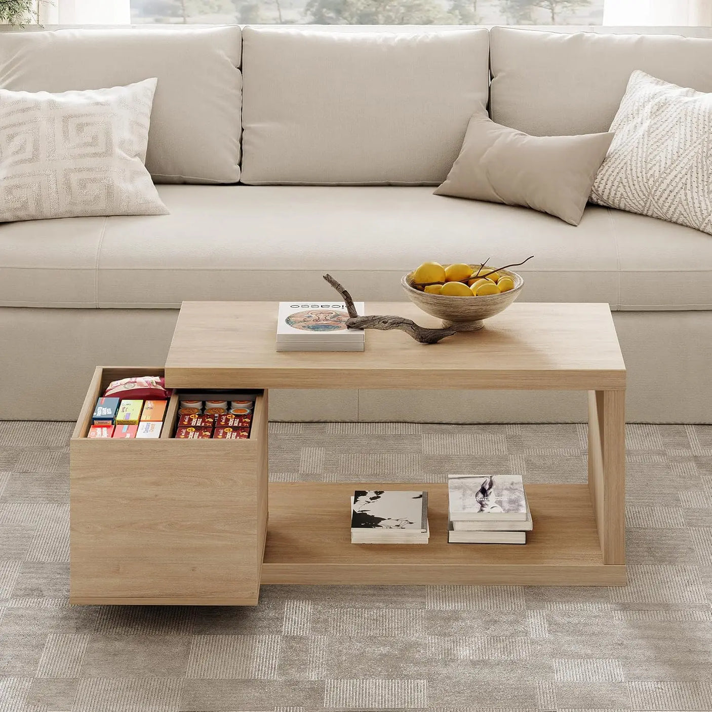 Yechen Modern Coffee Table with Hidden Storage
