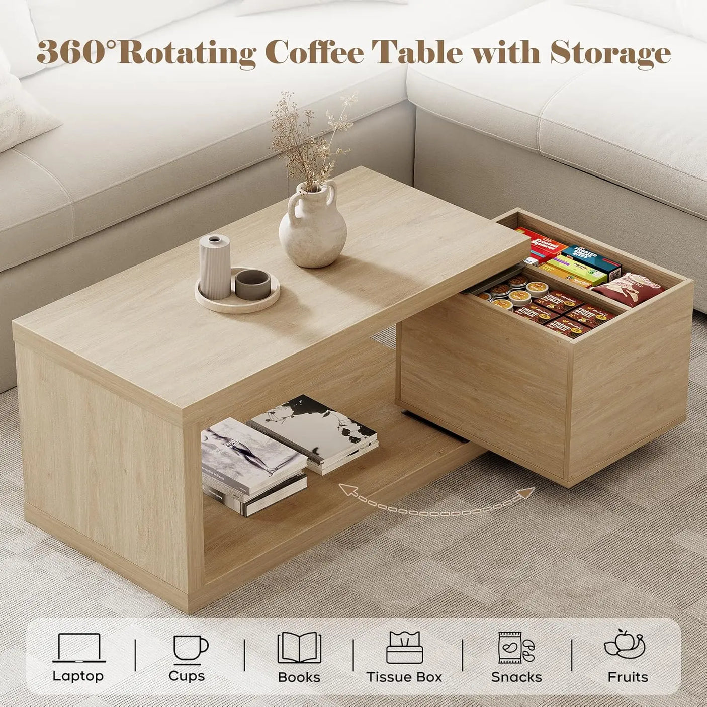 Yechen Modern Coffee Table with Hidden Storage