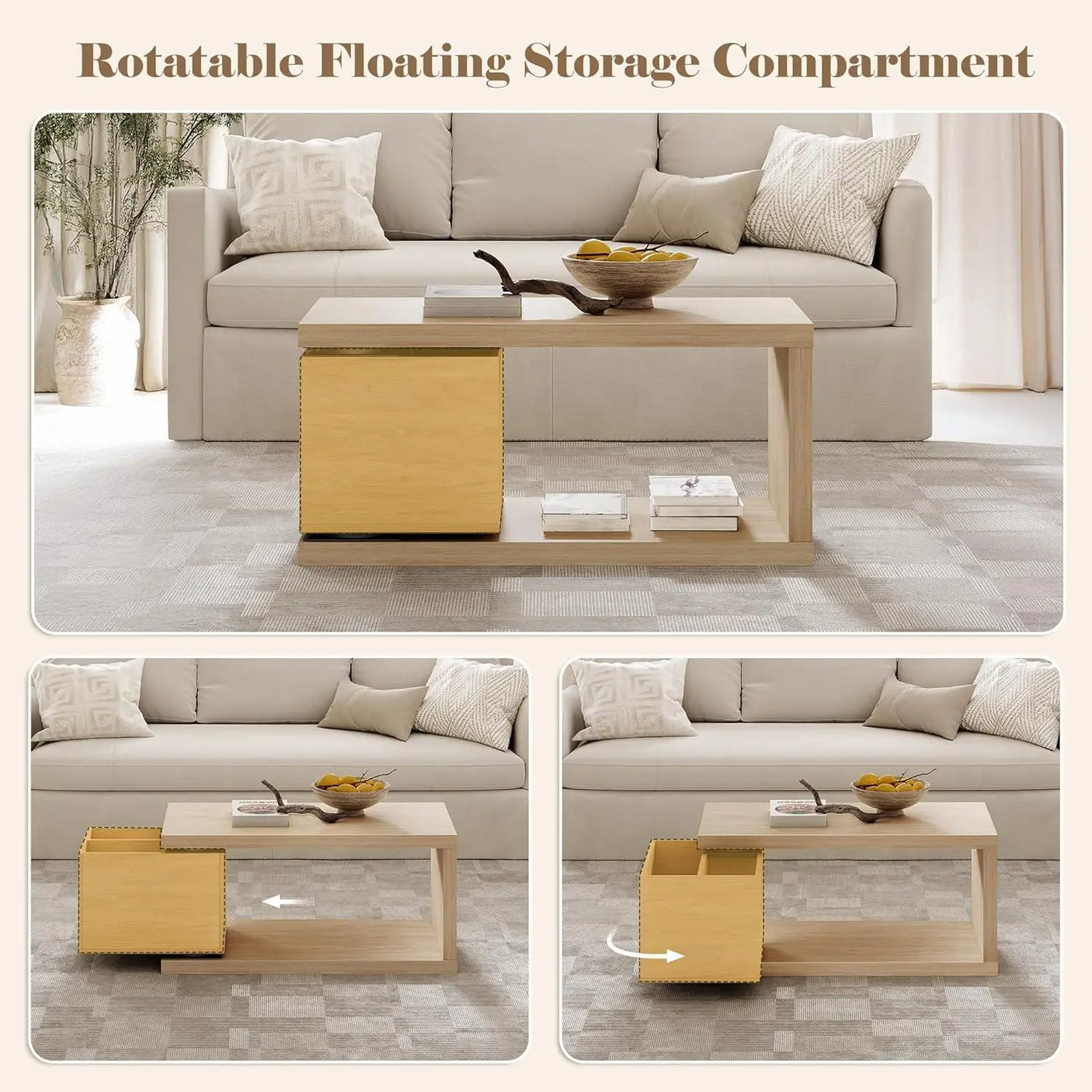 Yechen Modern Coffee Table with Hidden Storage