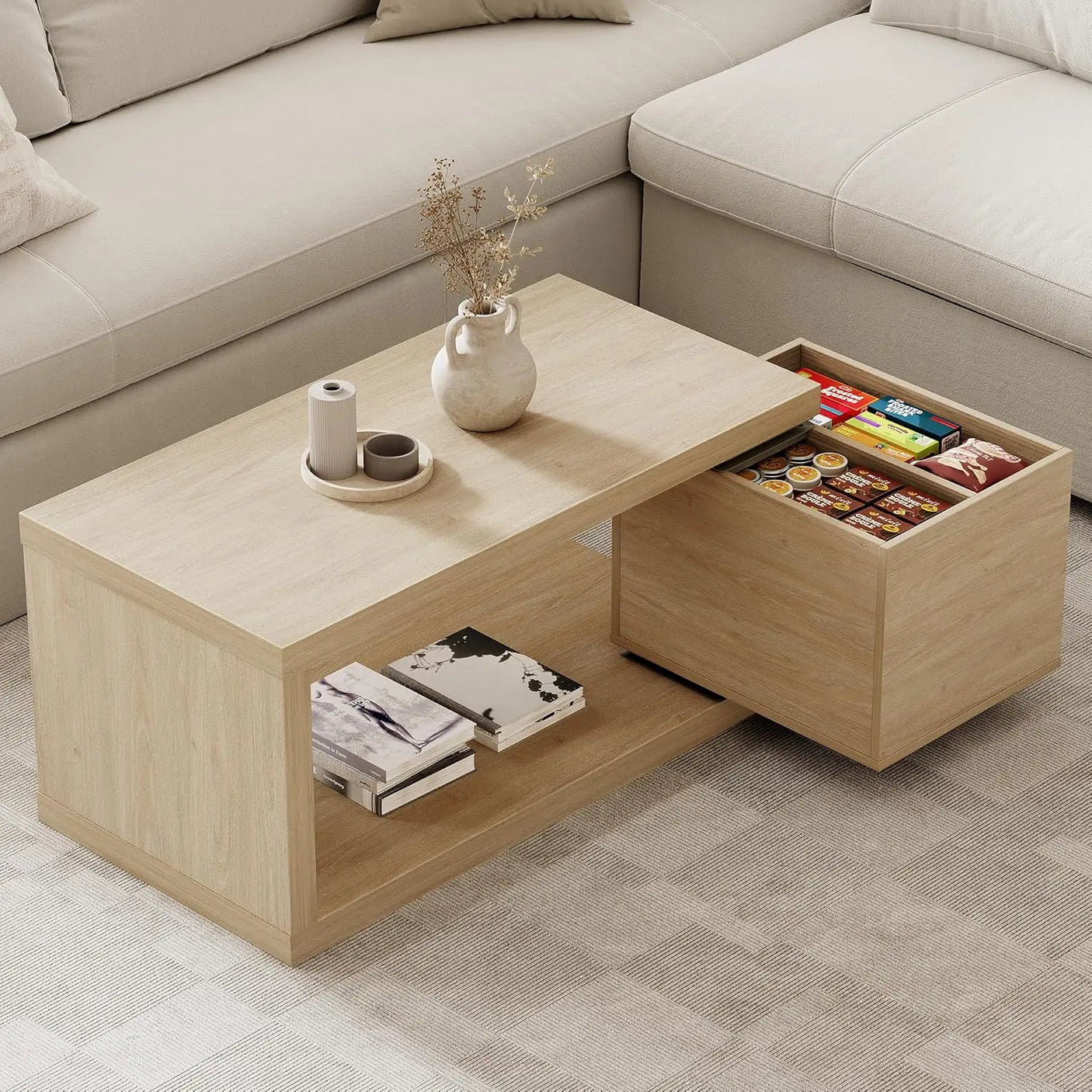 Yechen Modern Coffee Table with Hidden Storage