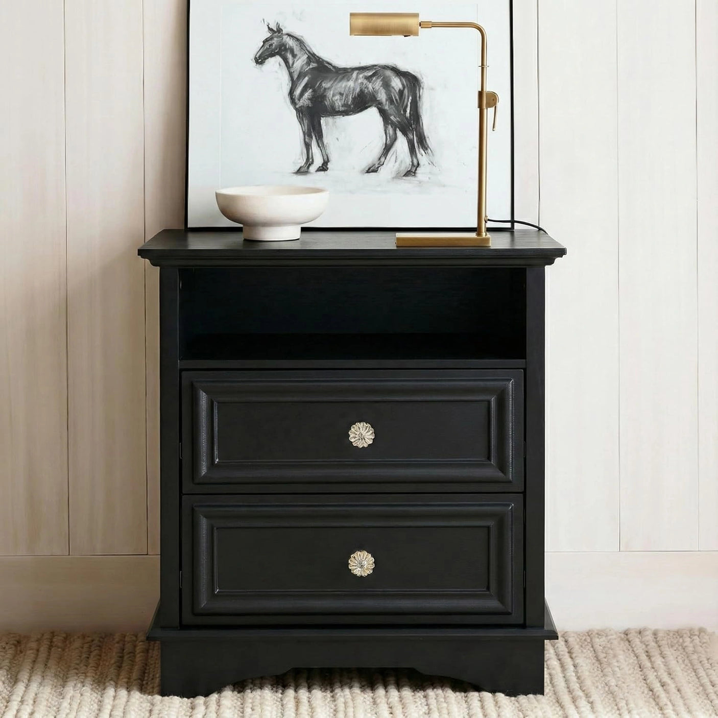 Yechen White Nightstand with Hidden Drawer, 2-Drawer Nightstand – Sturdy Wood Bedroom End Table with Storage, Modern Furniture for Bedroom Organization