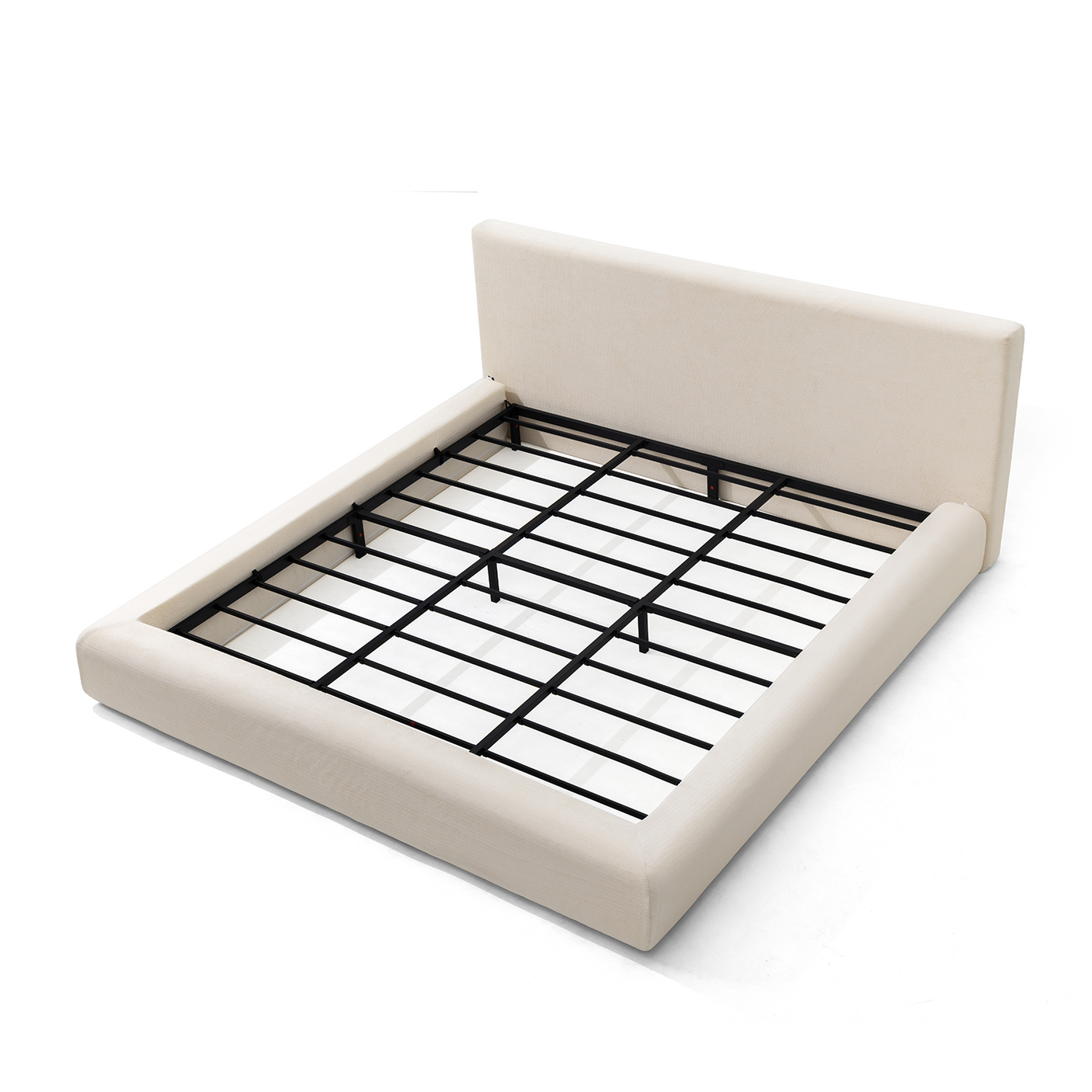 Premium Upholstered Platform Bed Frame with 6.3" Padded Headboard