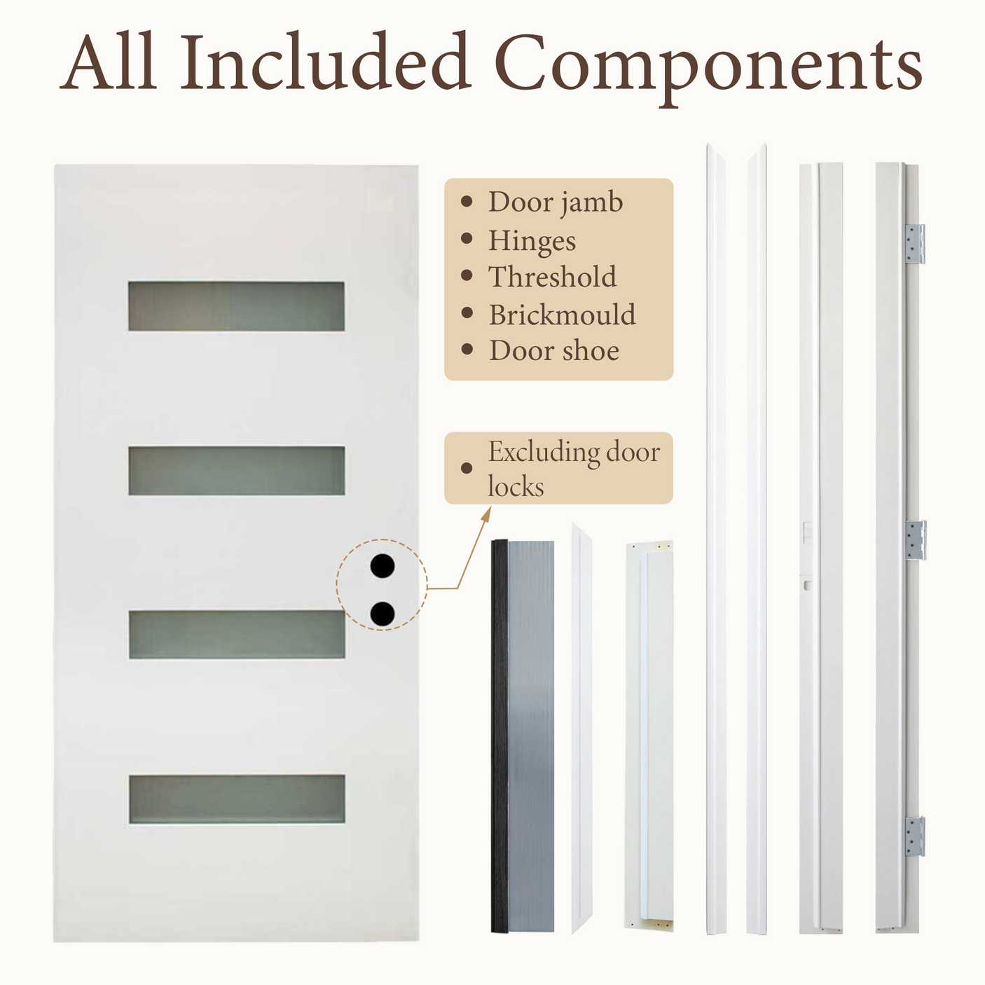 36" x 80" Fiberglass Exterior Door | White Smooth Finish | Frosted Glass | Left Hand Inswing