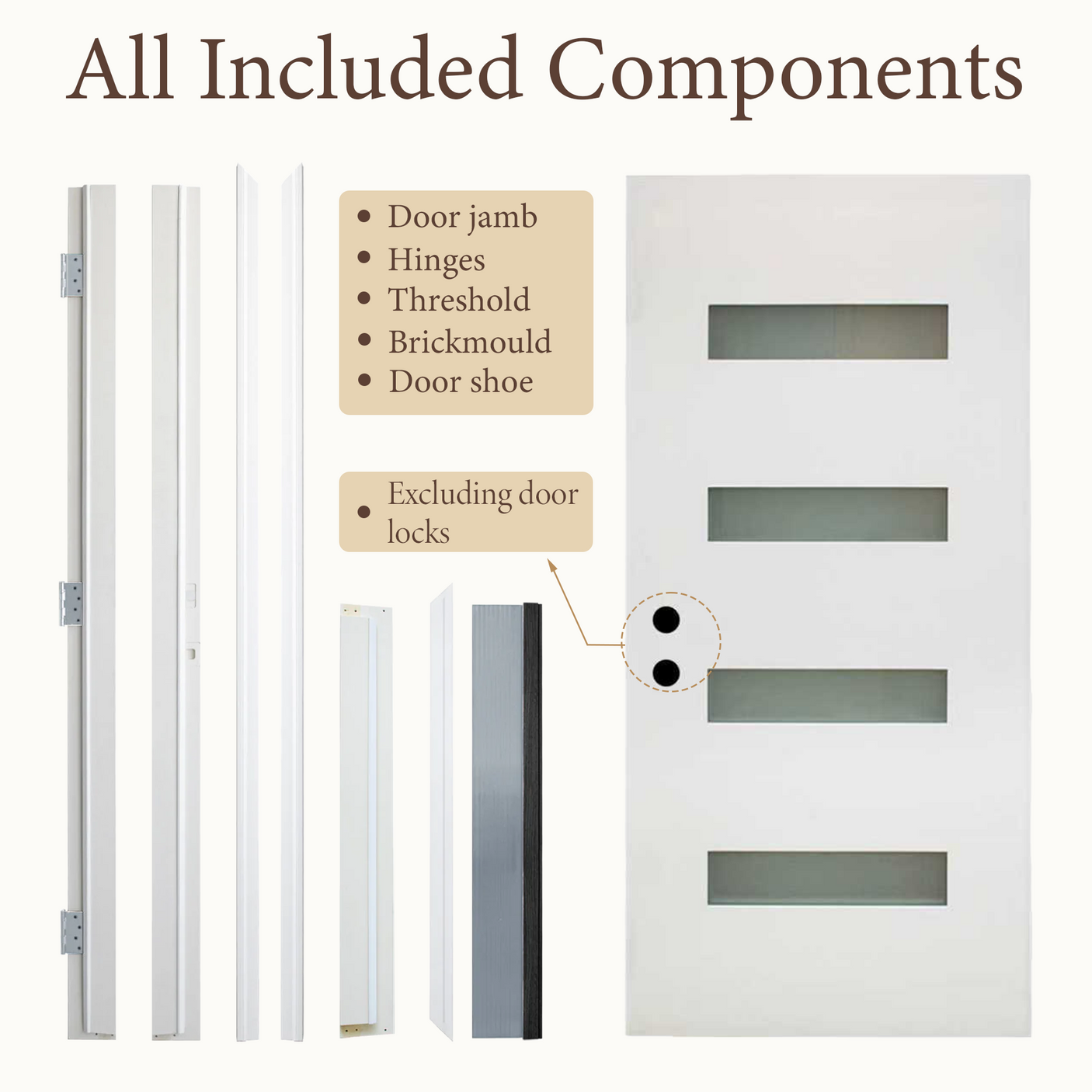 36" x 80" Fiberglass Exterior Door | White Smooth Finish | Frosted Glass | Right Hand Inswing