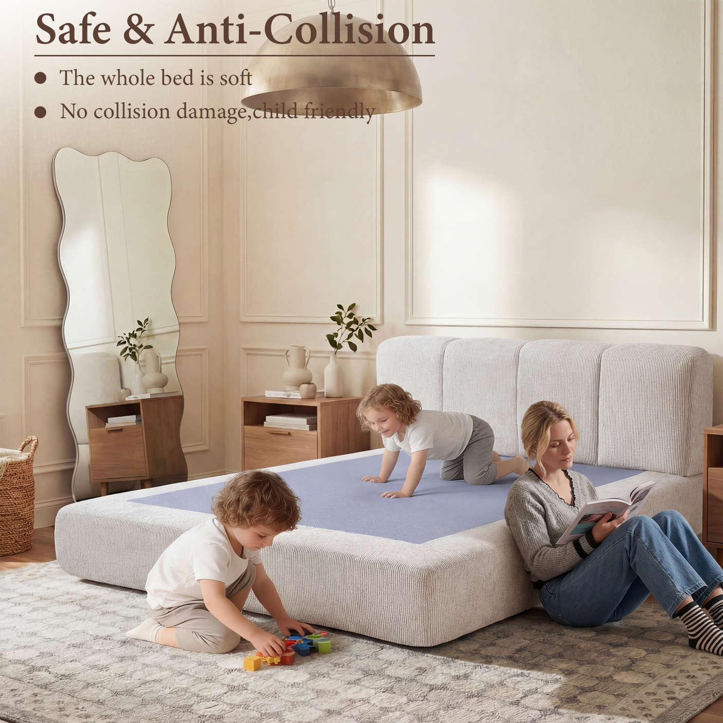 Cloud Bed Frame - Queen Upholstered Linen Platform Bed Frame, 1-Minute Tool-Free Setup, Modern Padded Headboard Mattress Foundation, Supportive Dual-Core Silent Bed Frame