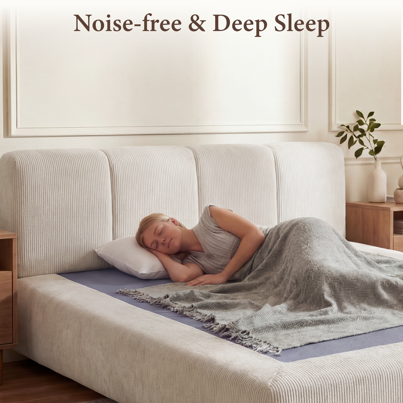 Cloud Bed Frame - Queen Upholstered Linen Platform Bed Frame, 1-Minute Tool-Free Setup, Modern Padded Headboard Mattress Foundation, Supportive Dual-Core Silent Bed Frame