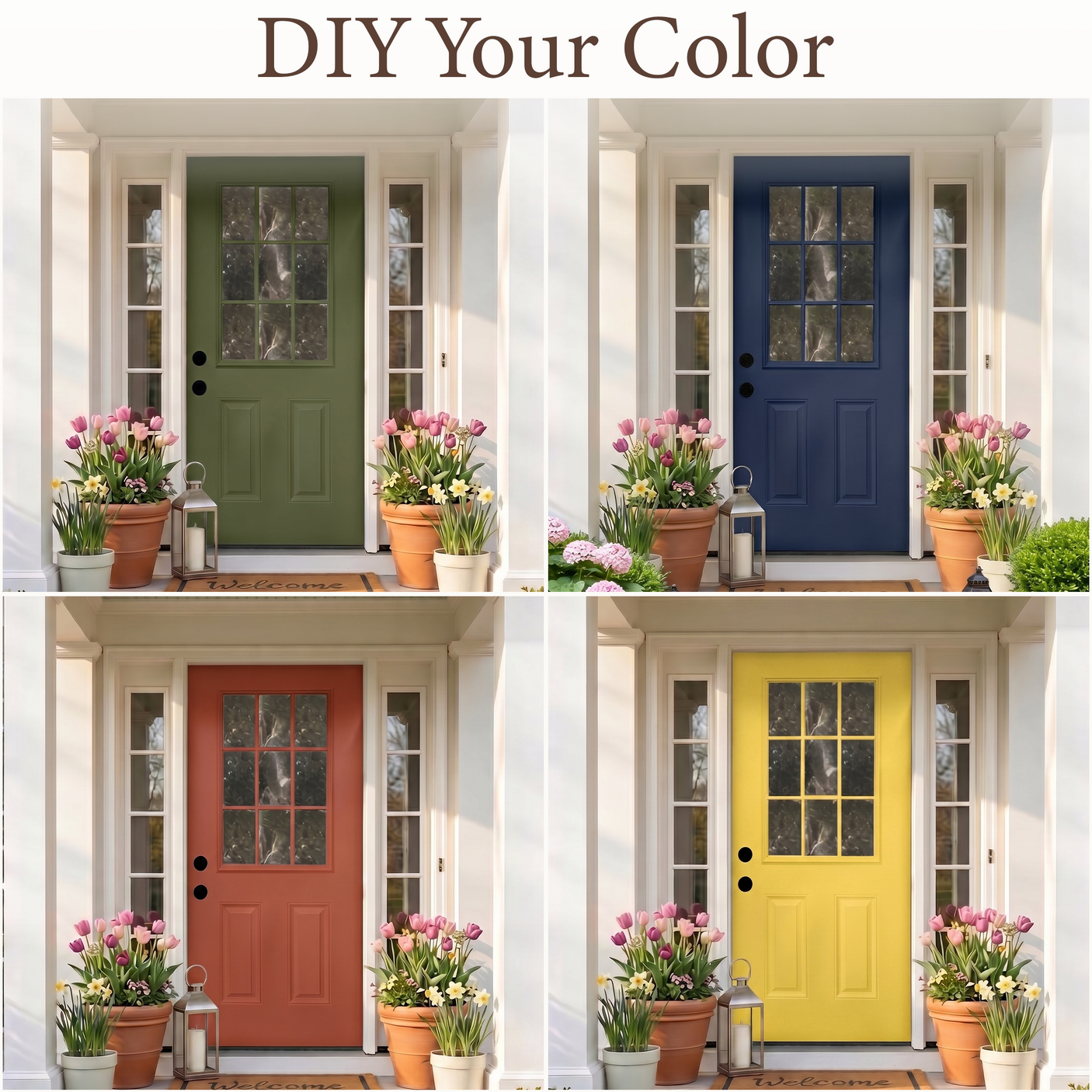 36" x 80" Fiberglass Entry Door | 9-Lite Low-E Glass | White | Right Hand Inswing
