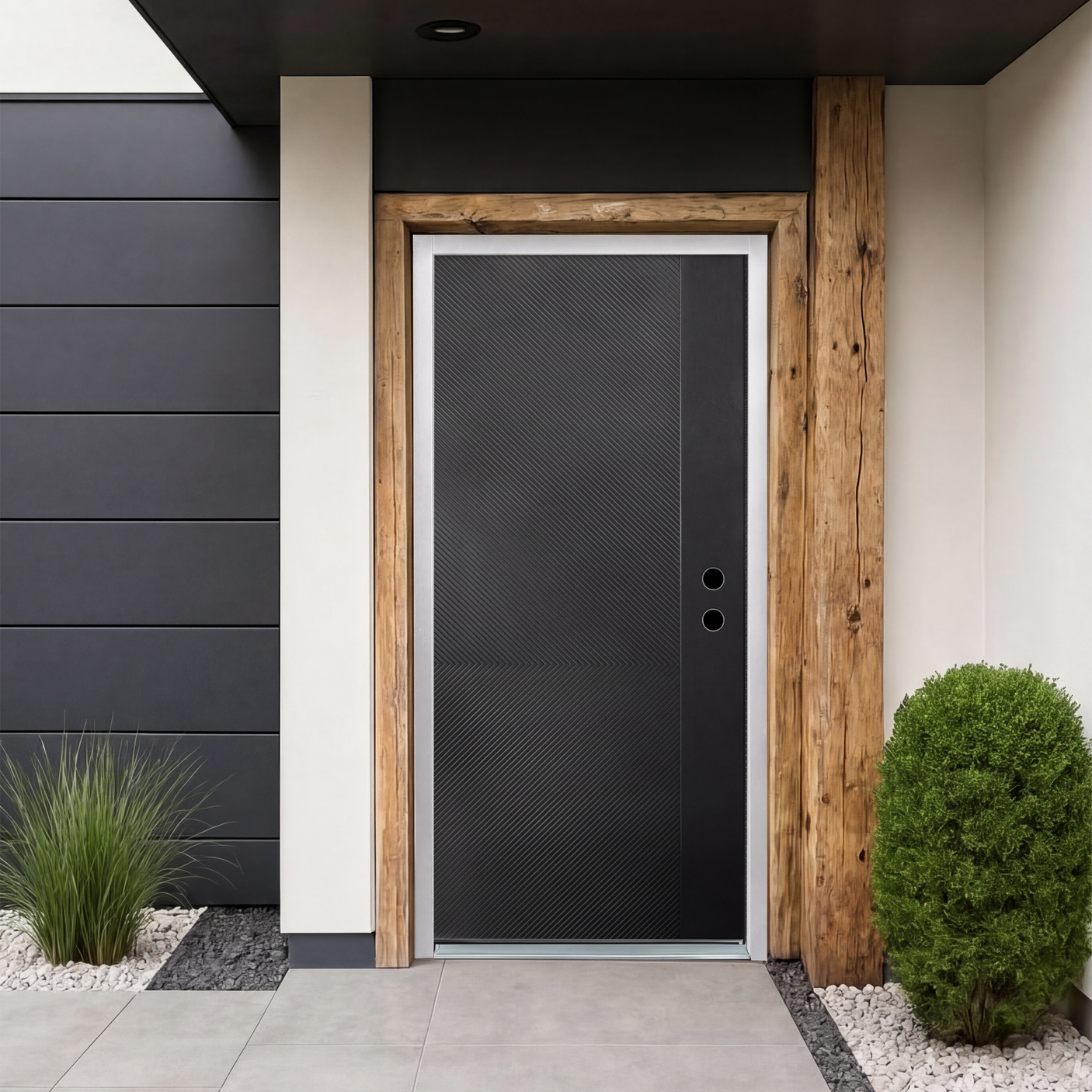 36" x 80" Black Solid Wood Entry Door | Left or Right Hand Inswing | Modern Exterior Front Door with Pre-Primed Frame