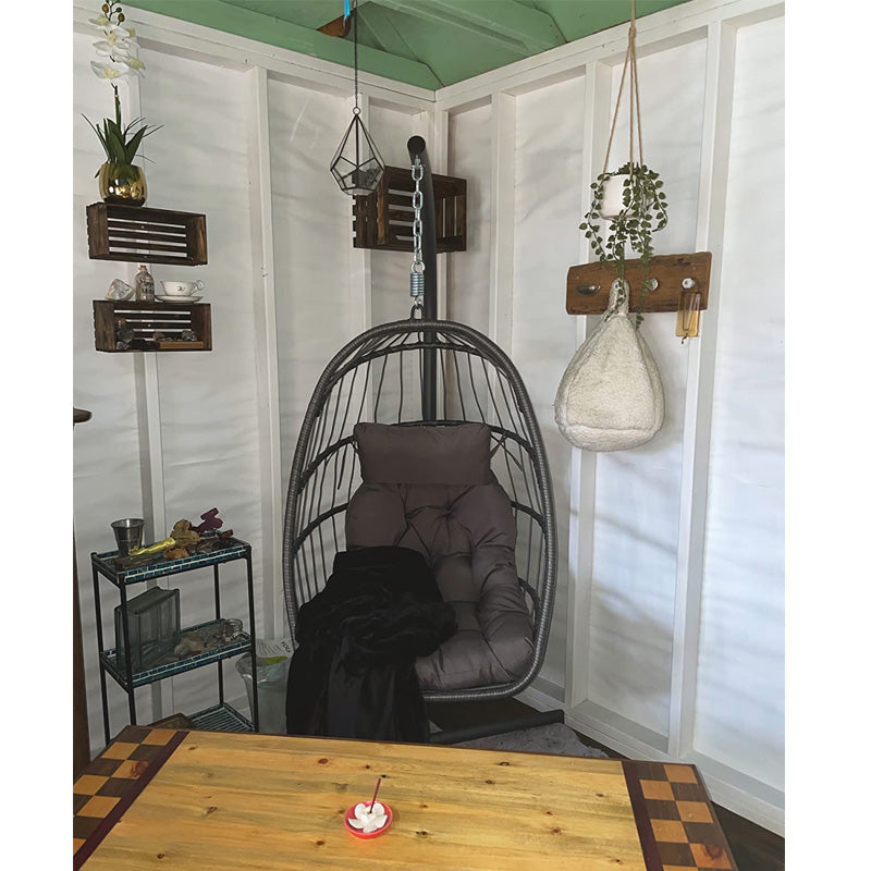 Luxurious Outdoor Egg Hanging Chair with Stand - All-Weather Rattan Swing for Patio & Bedroom