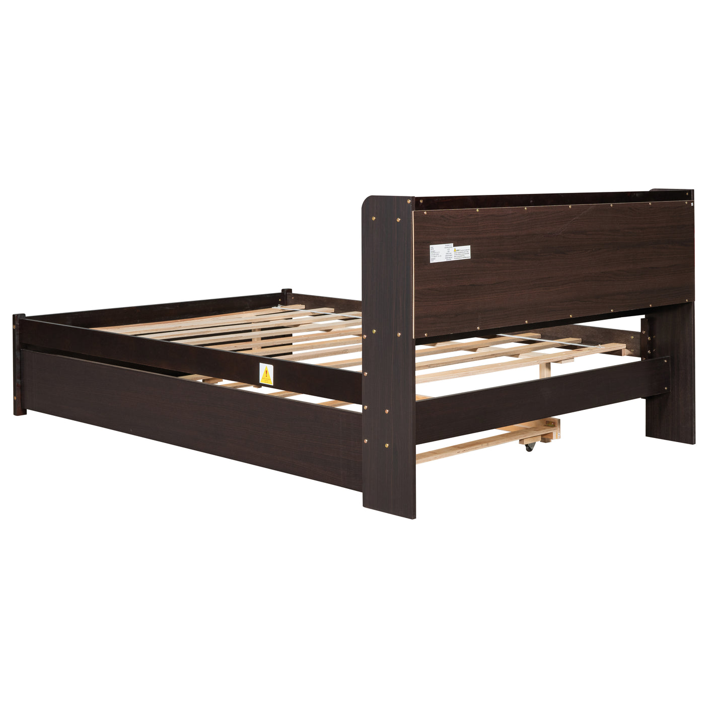 Twin Size Trundle Bed with Bookcase for Kids