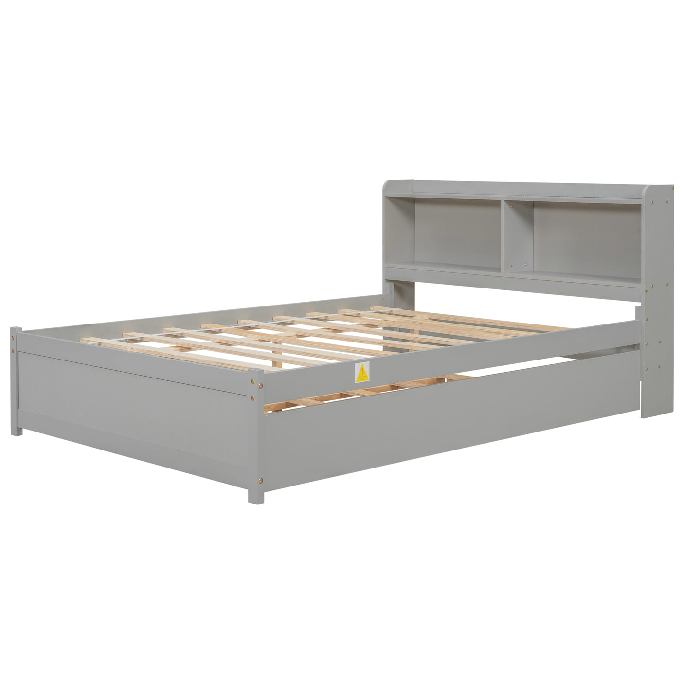 Twin Size Trundle Bed with Bookcase for Kids