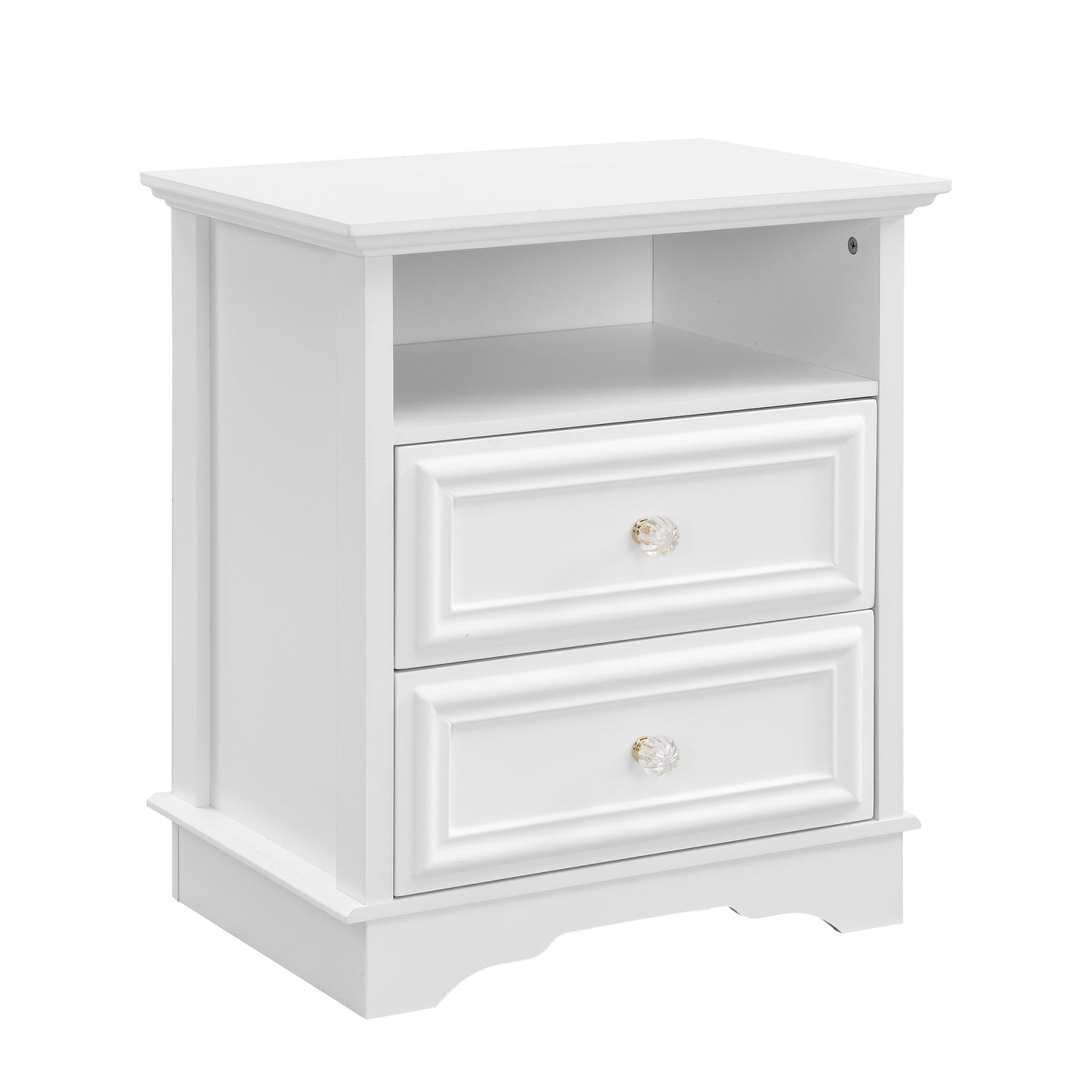 Farmhouse Mid Century Modern Nightstand, 2-Drawer 25" Tall Wood