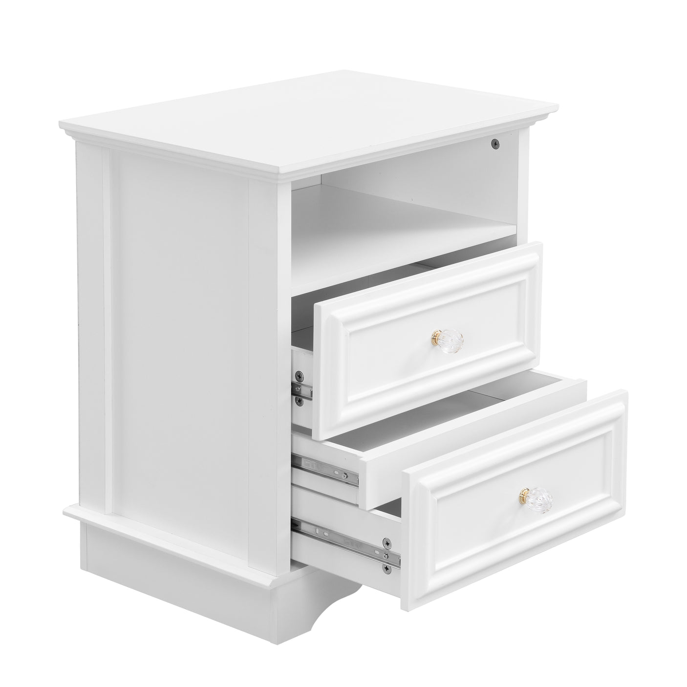 Farmhouse Mid Century Modern Nightstand, 2-Drawer 25" Tall Wood