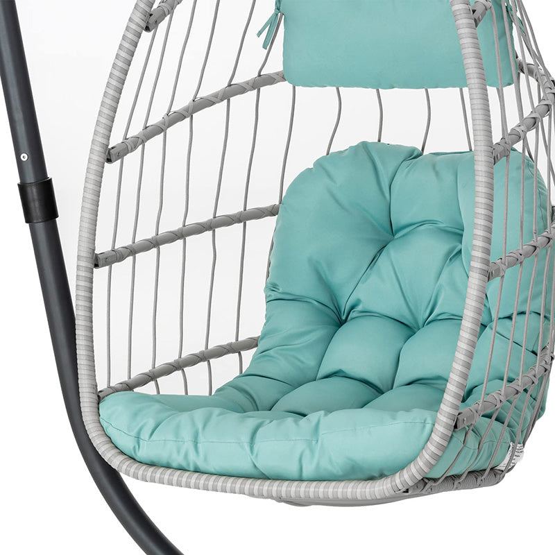 Luxurious Outdoor Egg Hanging Chair with Stand - All-Weather Rattan Swing for Patio & Bedroom