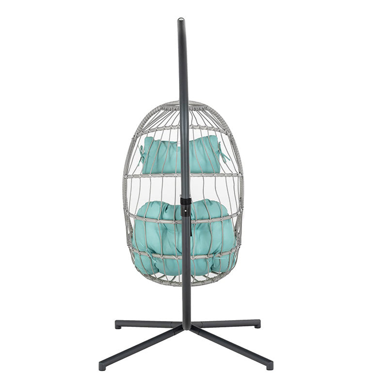 Luxurious Outdoor Egg Hanging Chair with Stand - All-Weather Rattan Swing for Patio & Bedroom