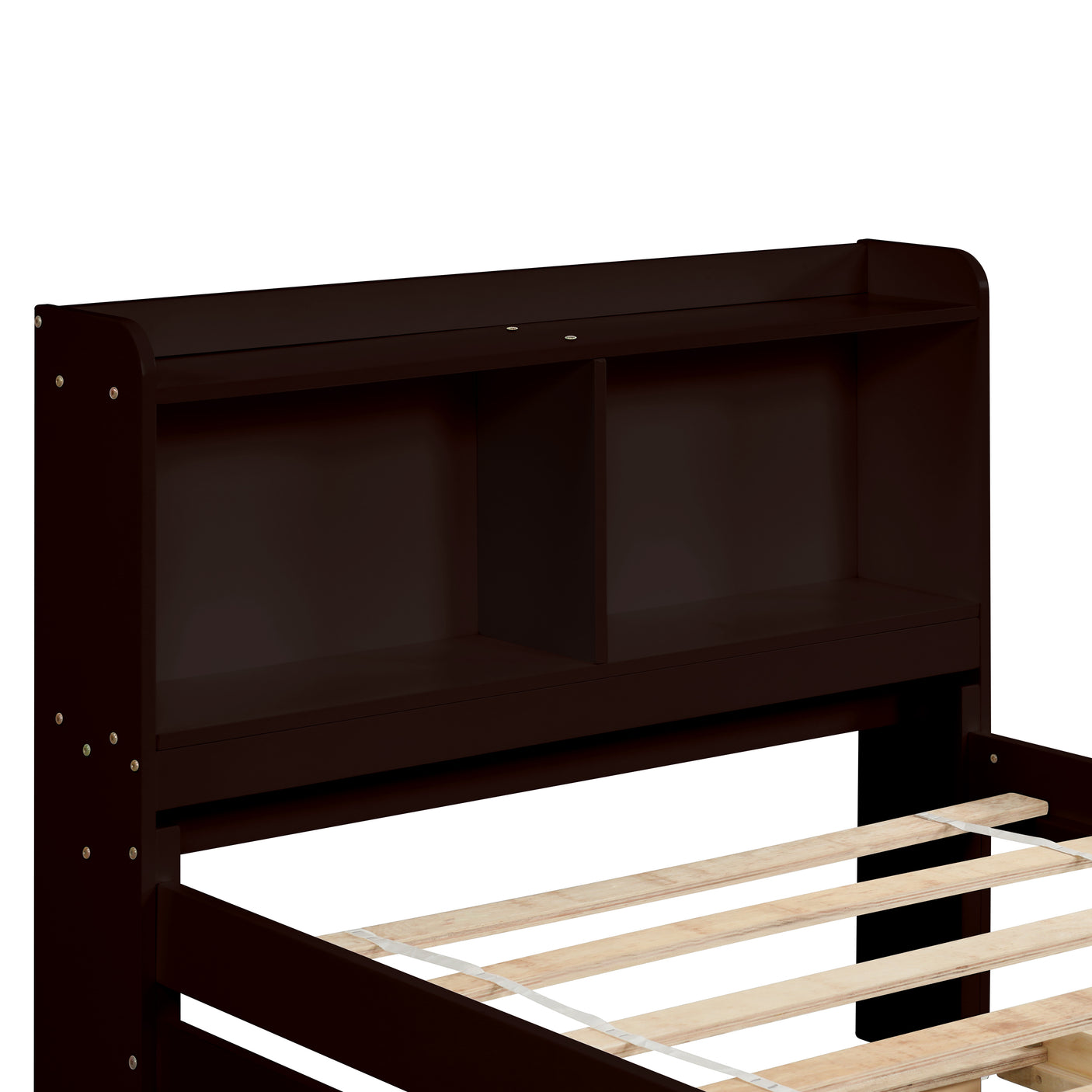 Twin Size Trundle Bed with Bookcase for Kids