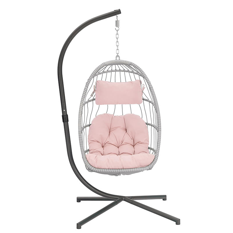 Luxurious Outdoor Egg Hanging Chair with Stand - All-Weather Rattan Swing for Patio & Bedroom