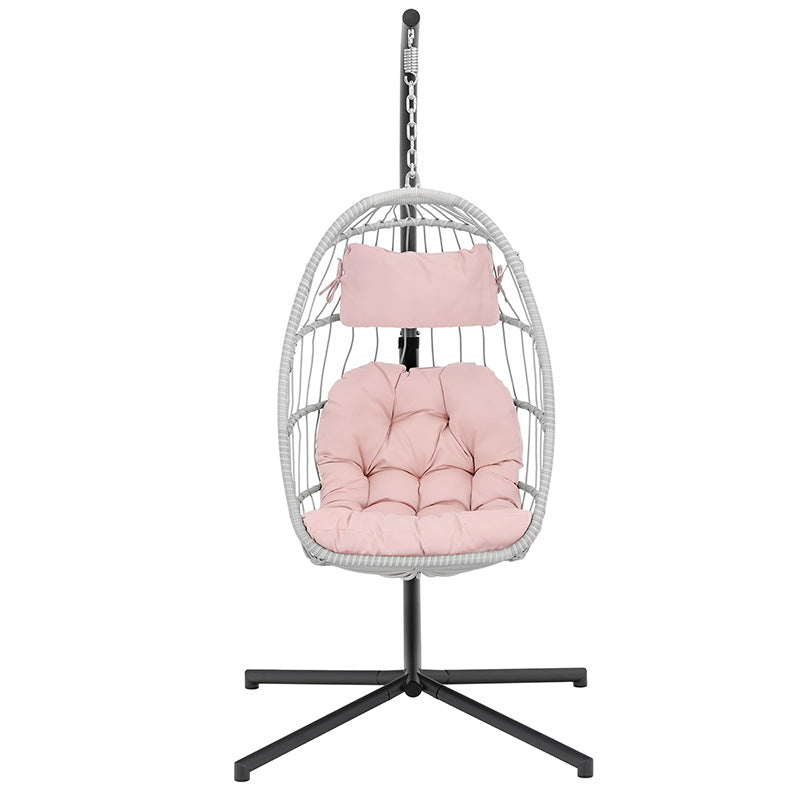 Luxurious Outdoor Egg Hanging Chair with Stand - All-Weather Rattan Swing for Patio & Bedroom
