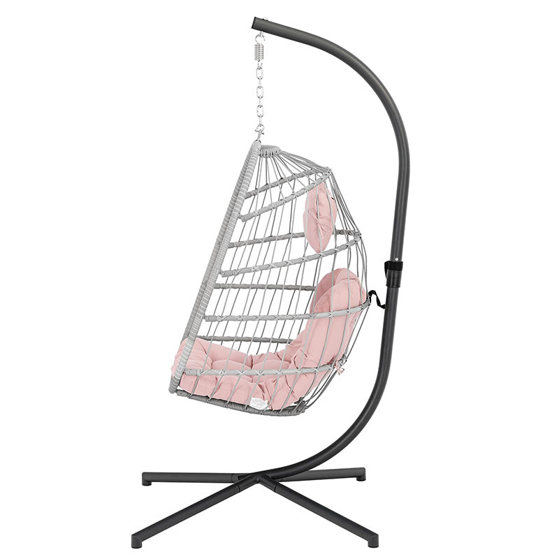 Luxurious Outdoor Egg Hanging Chair with Stand - All-Weather Rattan Swing for Patio & Bedroom