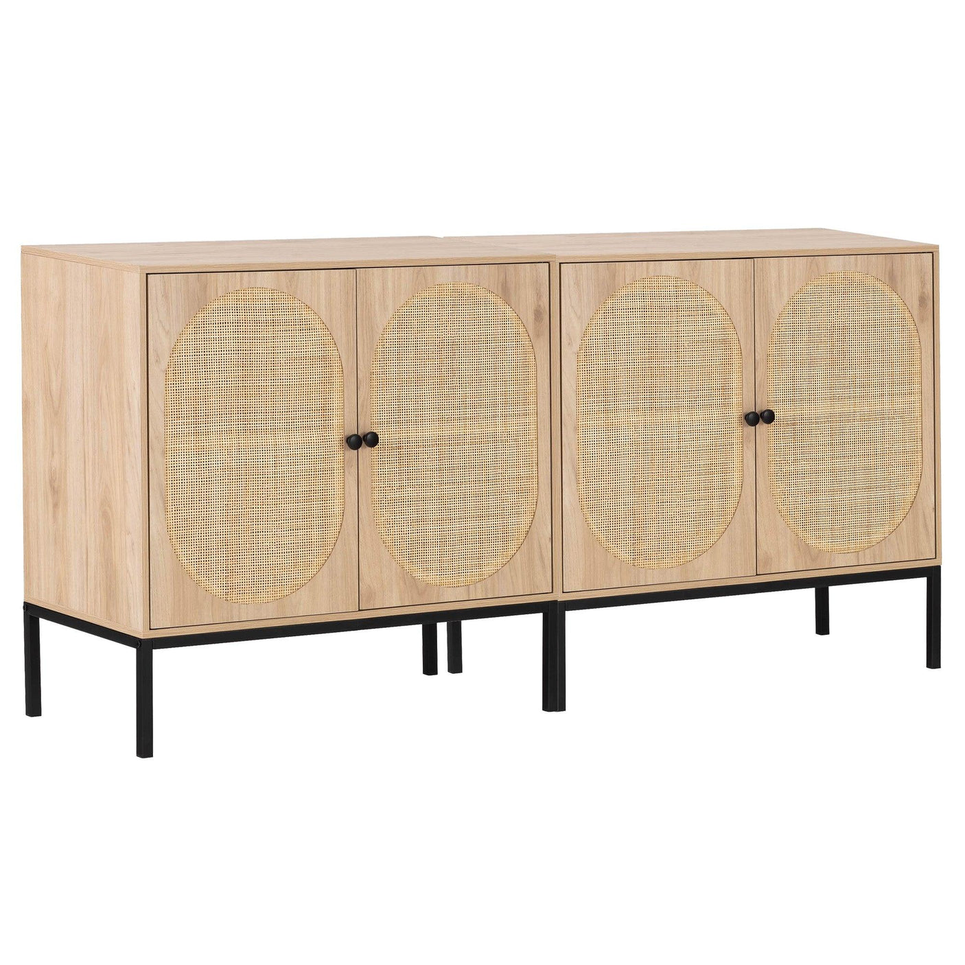 Sideboard Cabinet with Natural Rattan Decorated Doors