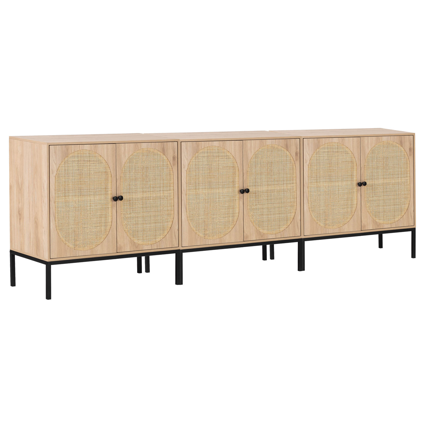 Sideboard Cabinet with Natural Rattan Decorated Doors