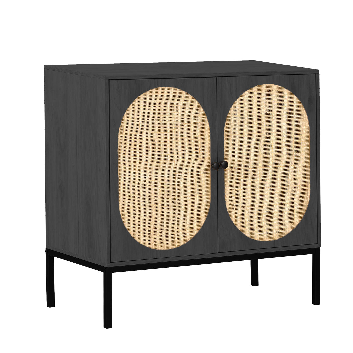 Sideboard Cabinet with Natural Rattan Decorated Doors