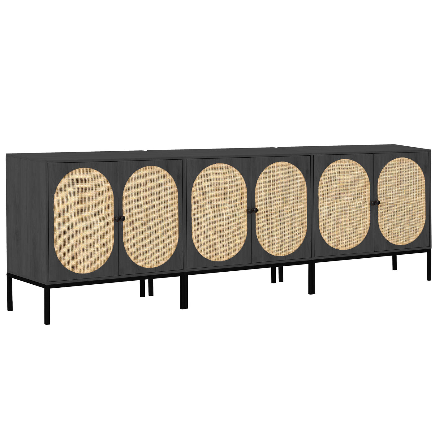 Sideboard Cabinet with Natural Rattan Decorated Doors