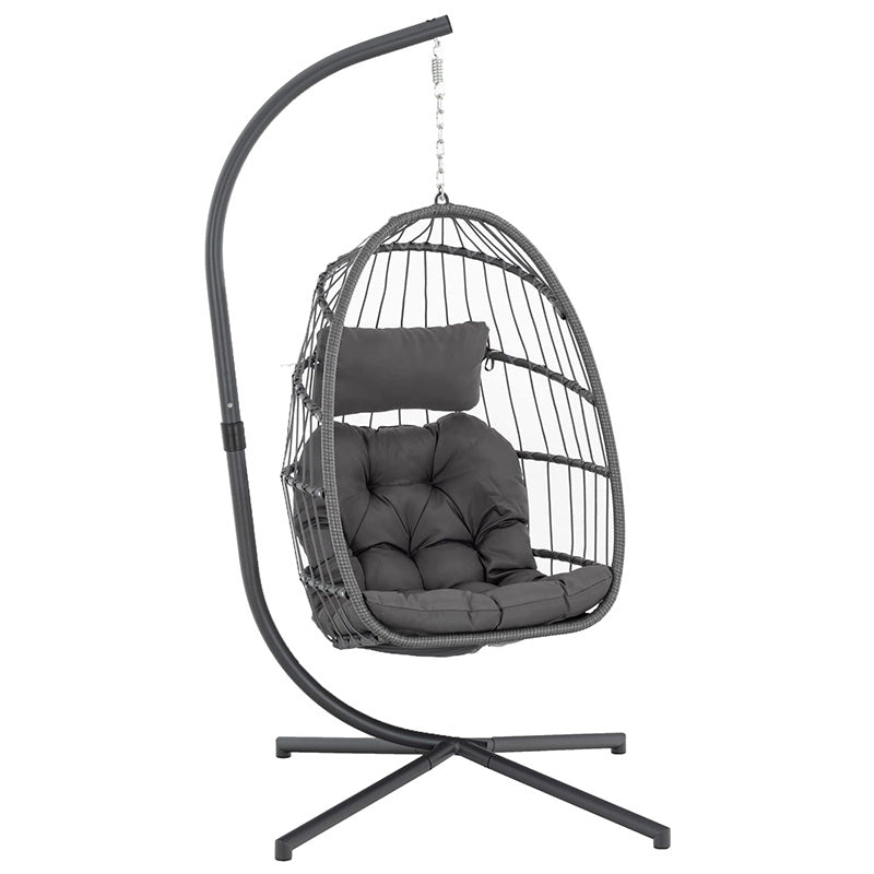 Luxurious Outdoor Egg Hanging Chair with Stand - All-Weather Rattan Swing for Patio & Bedroom