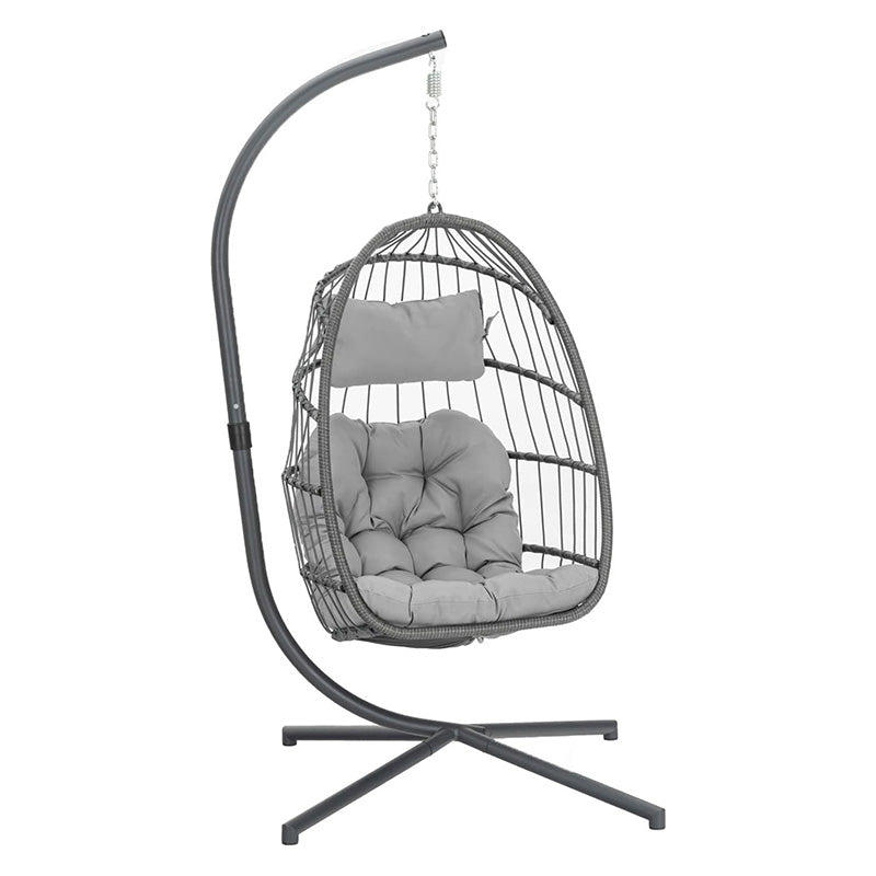 Luxurious Outdoor Egg Hanging Chair with Stand - All-Weather Rattan Swing for Patio & Bedroom