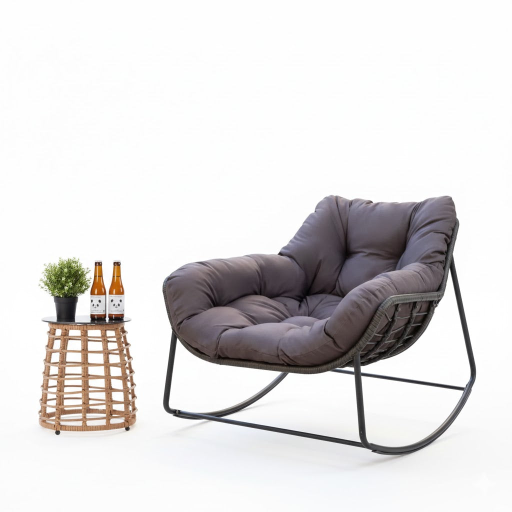 Cozy Wicker Outdoor Rocking Chair