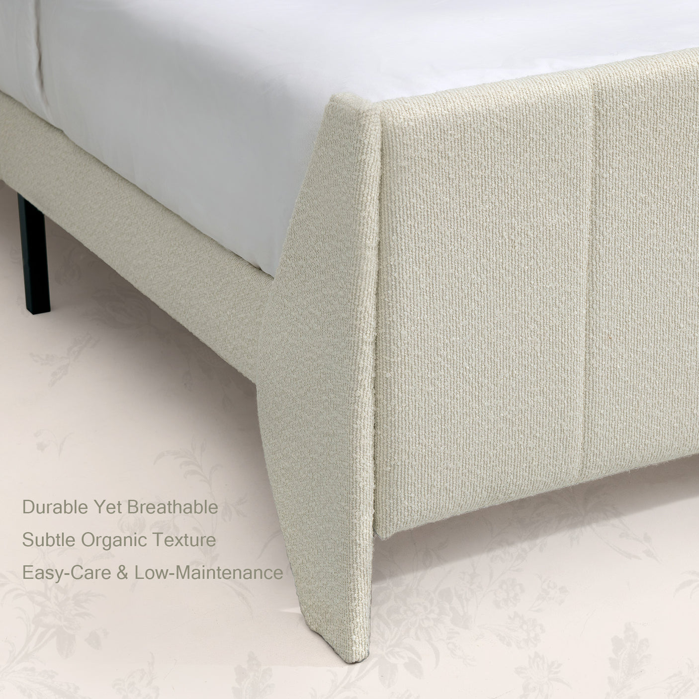 Yechen Boucle Upholstered Bed Frame Wingback Bed with Enclosed Design