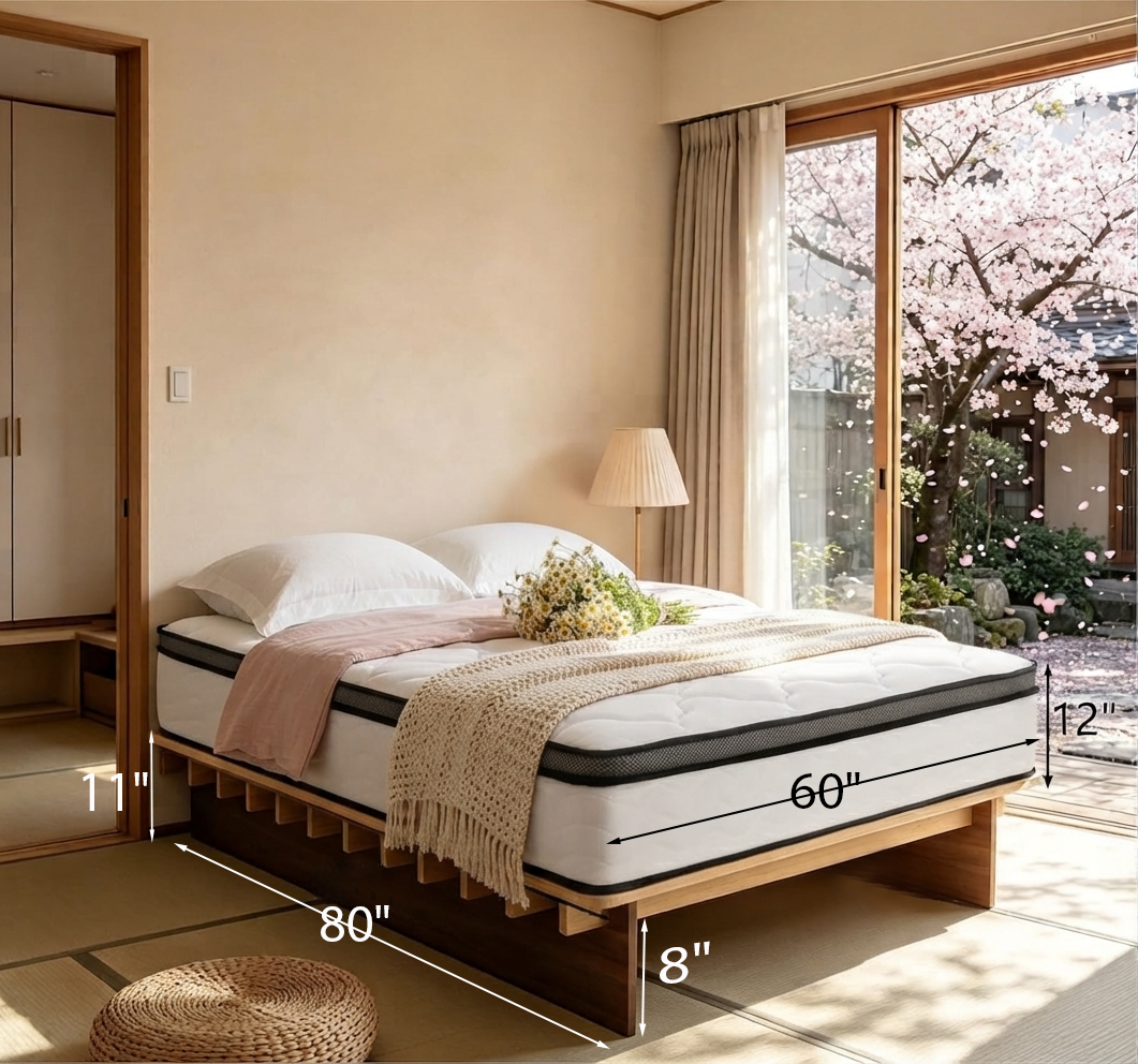 Platform Bed Frame with Dovetail Joinery – 10-Min Assembly, Wood Slats, No Box Spring, Natural| Walnut