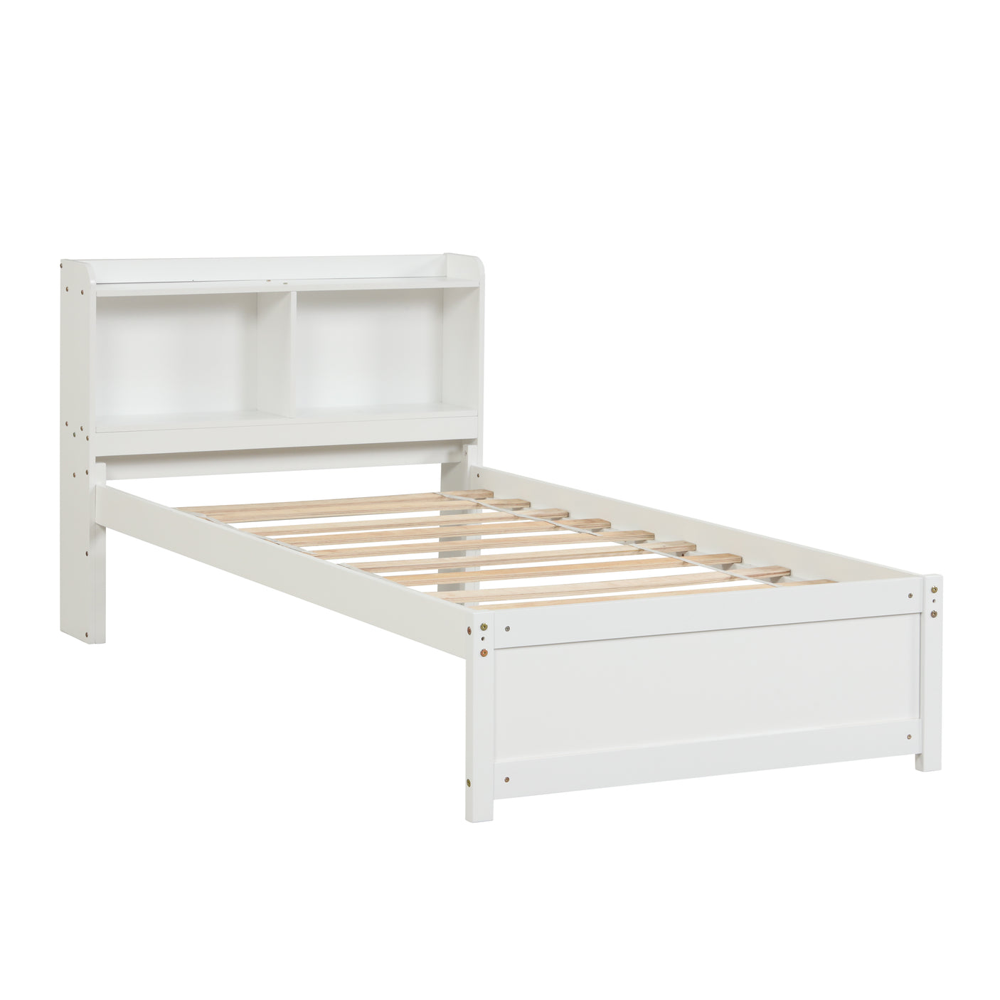 Twin Size Trundle Bed with Bookcase for Kids