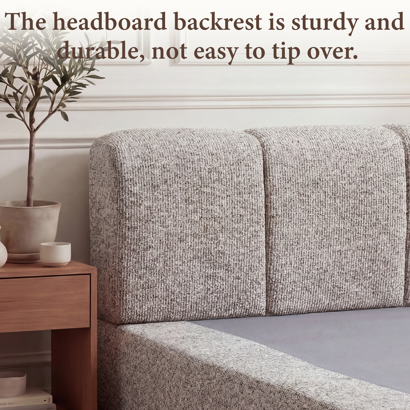 Cloud Bed Frame - Queen Upholstered Linen Platform Bed Frame, 1-Minute Tool-Free Setup, Modern Padded Headboard Mattress Foundation, Supportive Dual-Core Silent Bed Frame