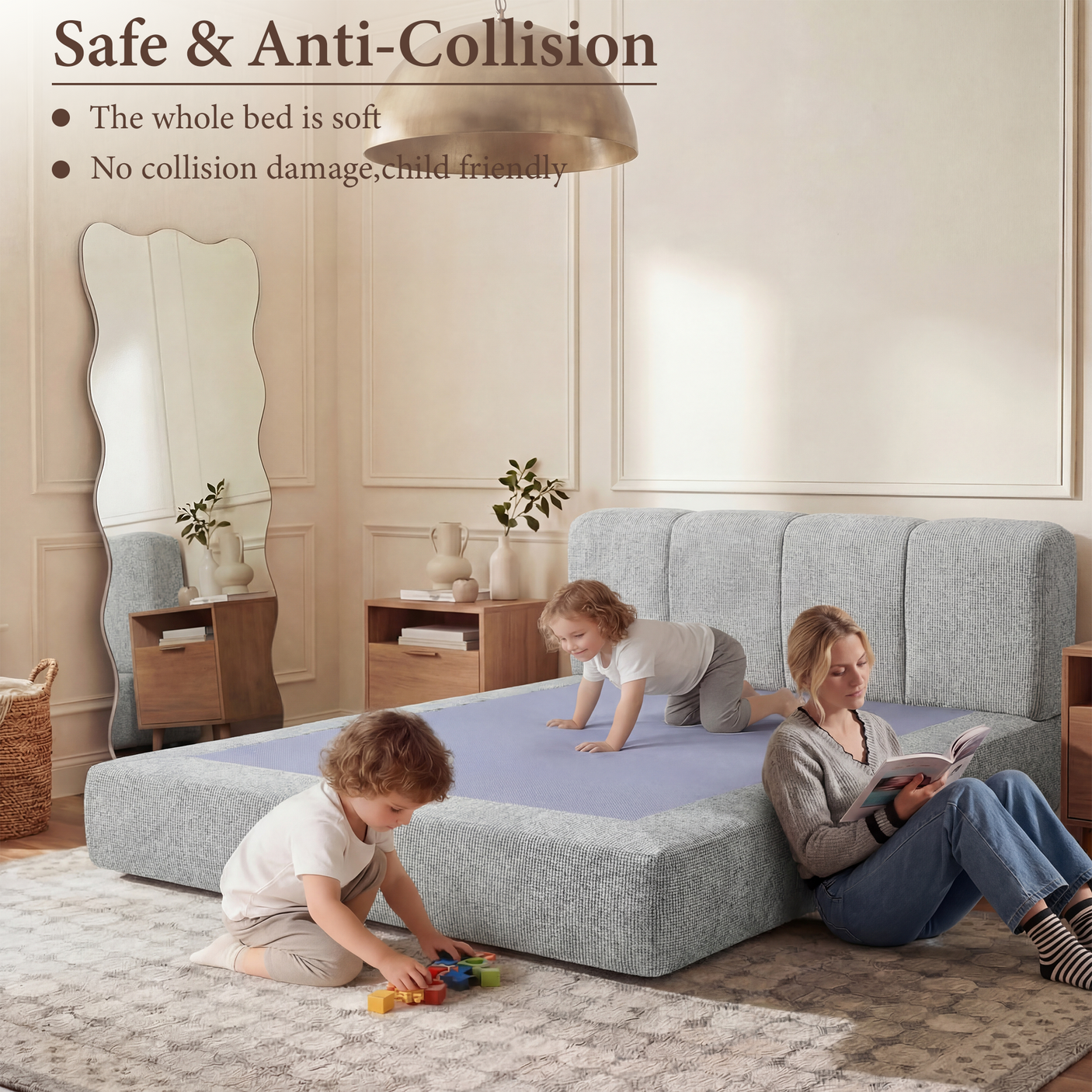 Cloud Bed Frame - Queen Upholstered Linen Platform Bed Frame, 1-Minute Tool-Free Setup, Modern Padded Headboard Mattress Foundation, Supportive Dual-Core Silent Bed Frame