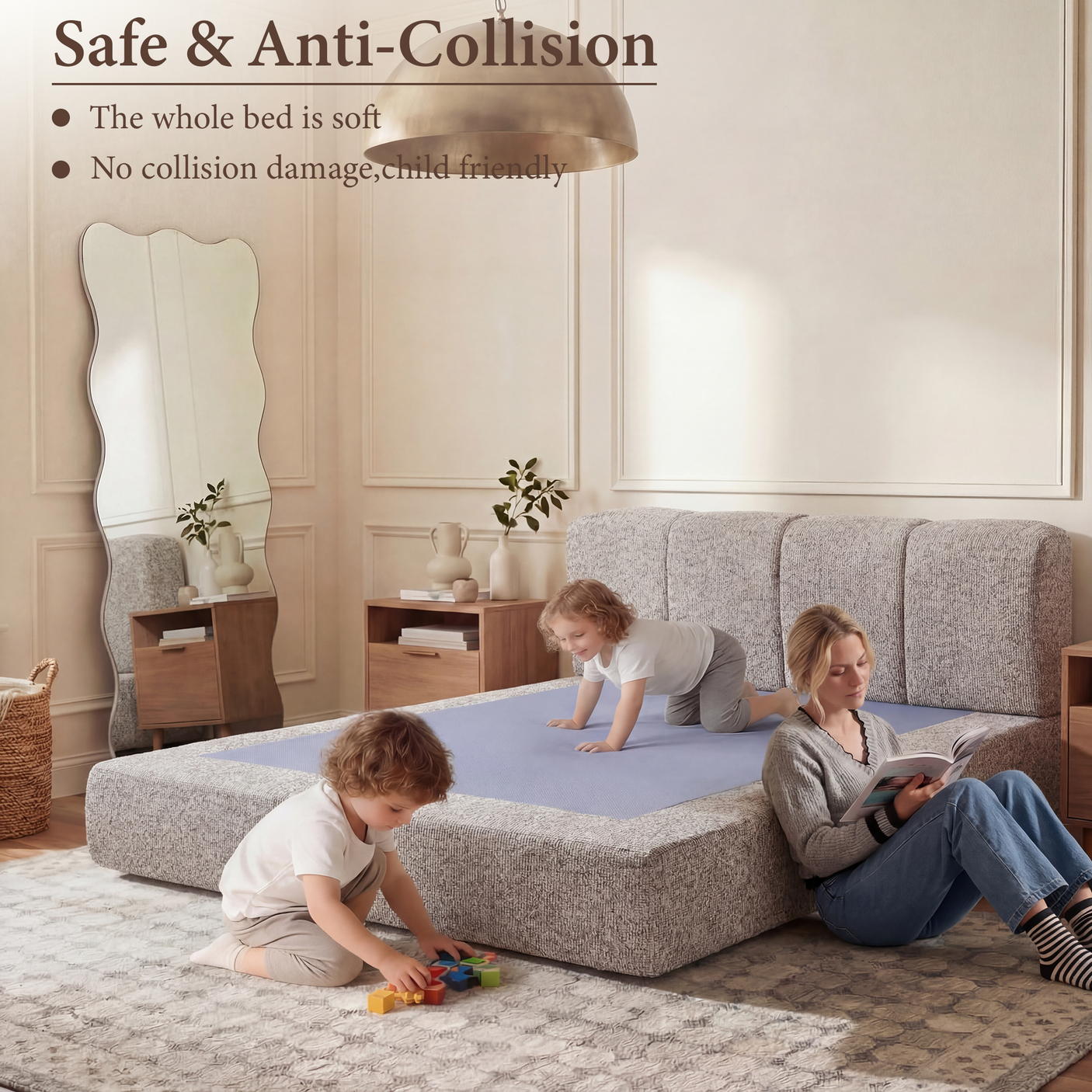 Cloud Bed Frame - Queen Upholstered Linen Platform Bed Frame, 1-Minute Tool-Free Setup, Modern Padded Headboard Mattress Foundation, Supportive Dual-Core Silent Bed Frame