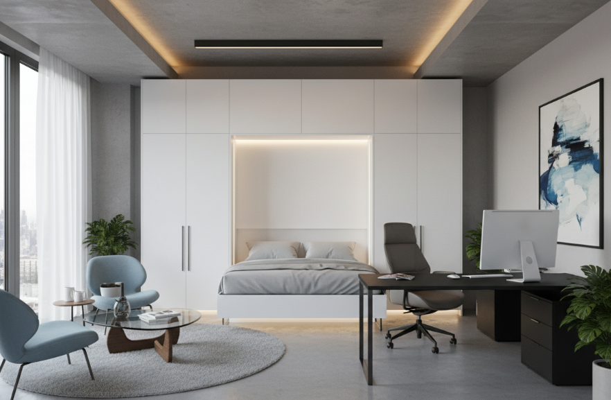 12 Space Optimization Tricks Enhanced by a Horizontal Murphy Bed