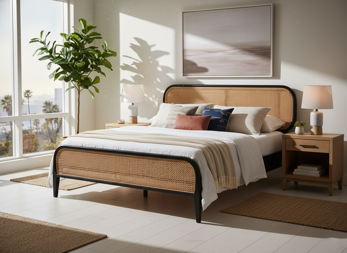 Curated visual reference: Crate Stability Products Reference: Crate Barrel Rattan Bed Frame Honest Feedback Build And Stability
