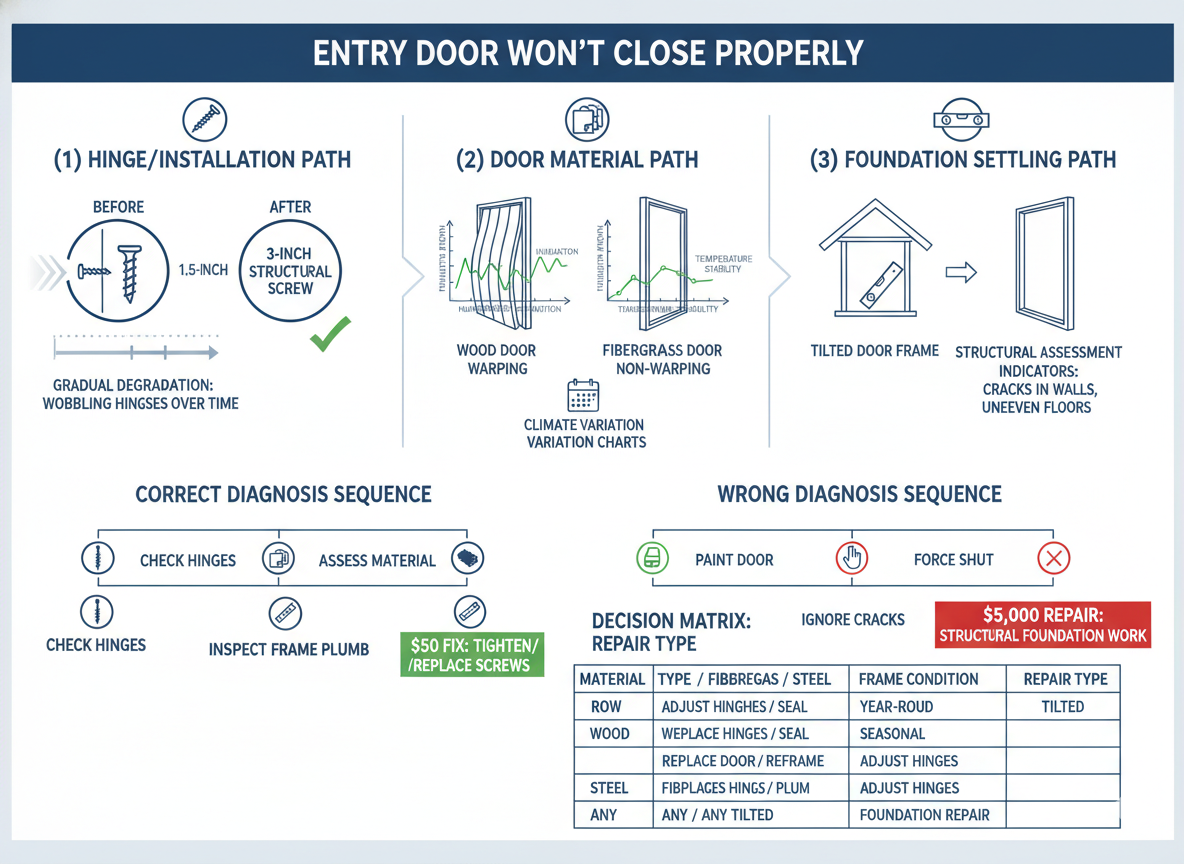 Entry Door Won't Close Properly: Warping, Settling, or Installation Issues?