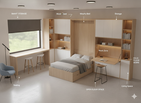 Murphy Bed for an ADU or Guesthouse: How to Plan a "Swiss-Army-Knife" Room | Yechen