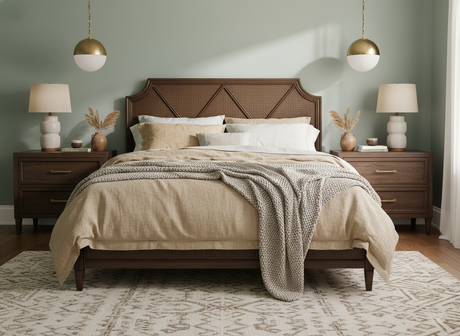 How to Style a Queen Rattan Bed Frame in Your Master Bedroom | Yechen