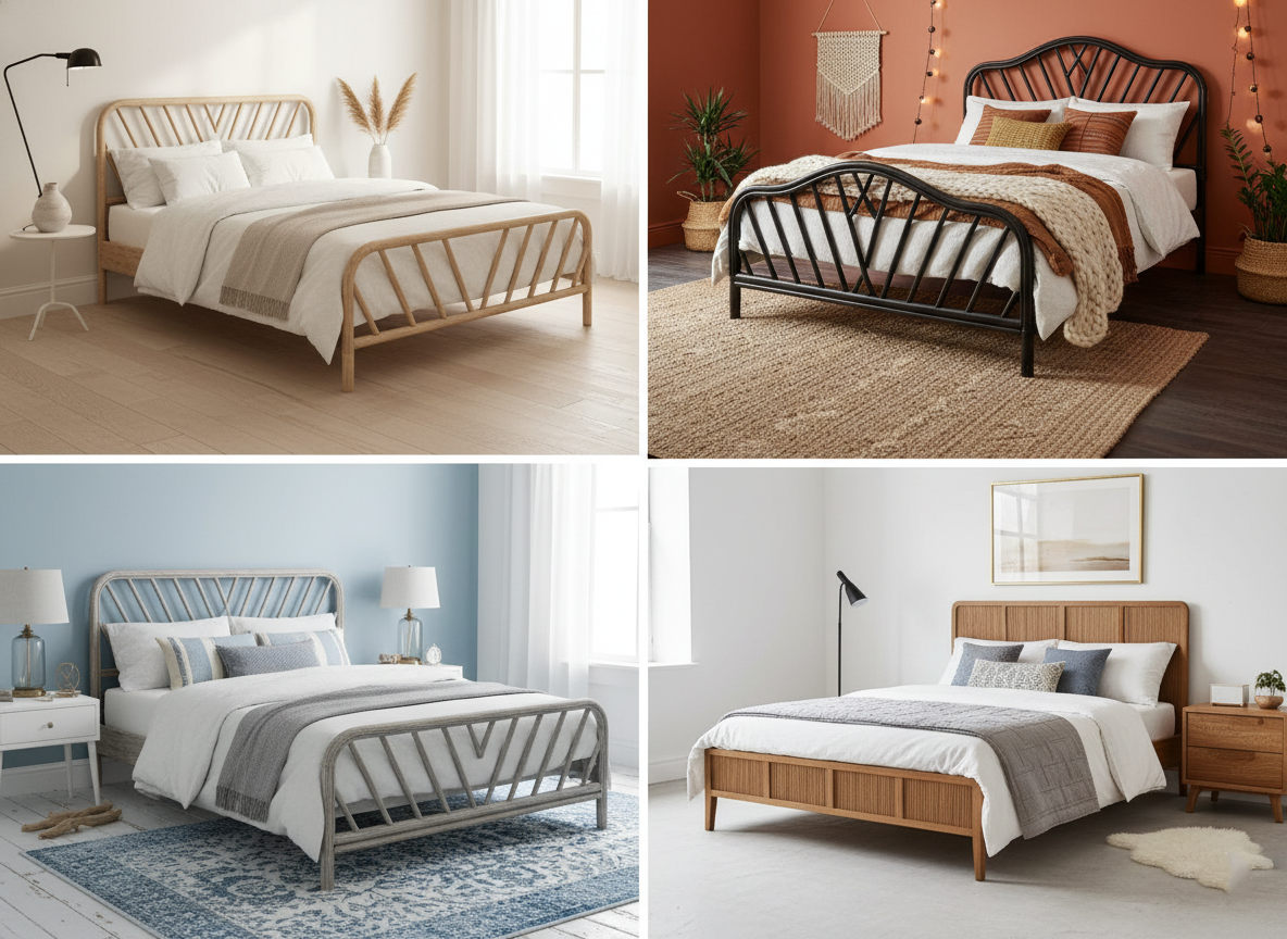 Queen Rattan Bed Frame Styling for Modern, Boho & Coastal Bedrooms | Yechen