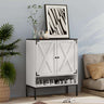 5-Tier Natural Rattan Entryway Shoe Storage Cabinet with Doors