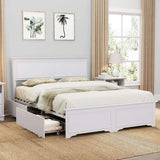 Farmhouse Queen Size Bed Frame with 4 Storage Drawers