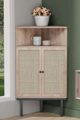4-Tier Rattan Doors Corner Storage Cabinet