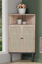 4-Tier Rattan Doors Corner Storage Cabinet