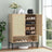 5-Tier Natural Rattan Entryway Shoe Storage Cabinet with Doors