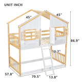 Twin over Twin House Bunk Bed with Roof