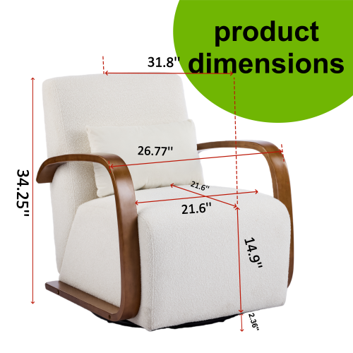 Wood Armrest Single Swivel Sofa Chair